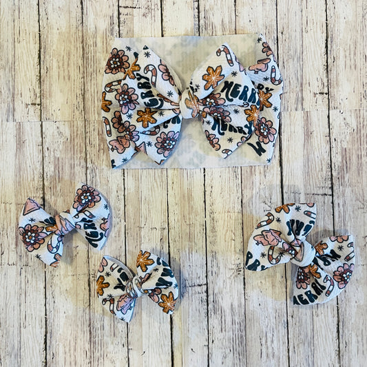 Baby Girl Bows - Merry Holidays