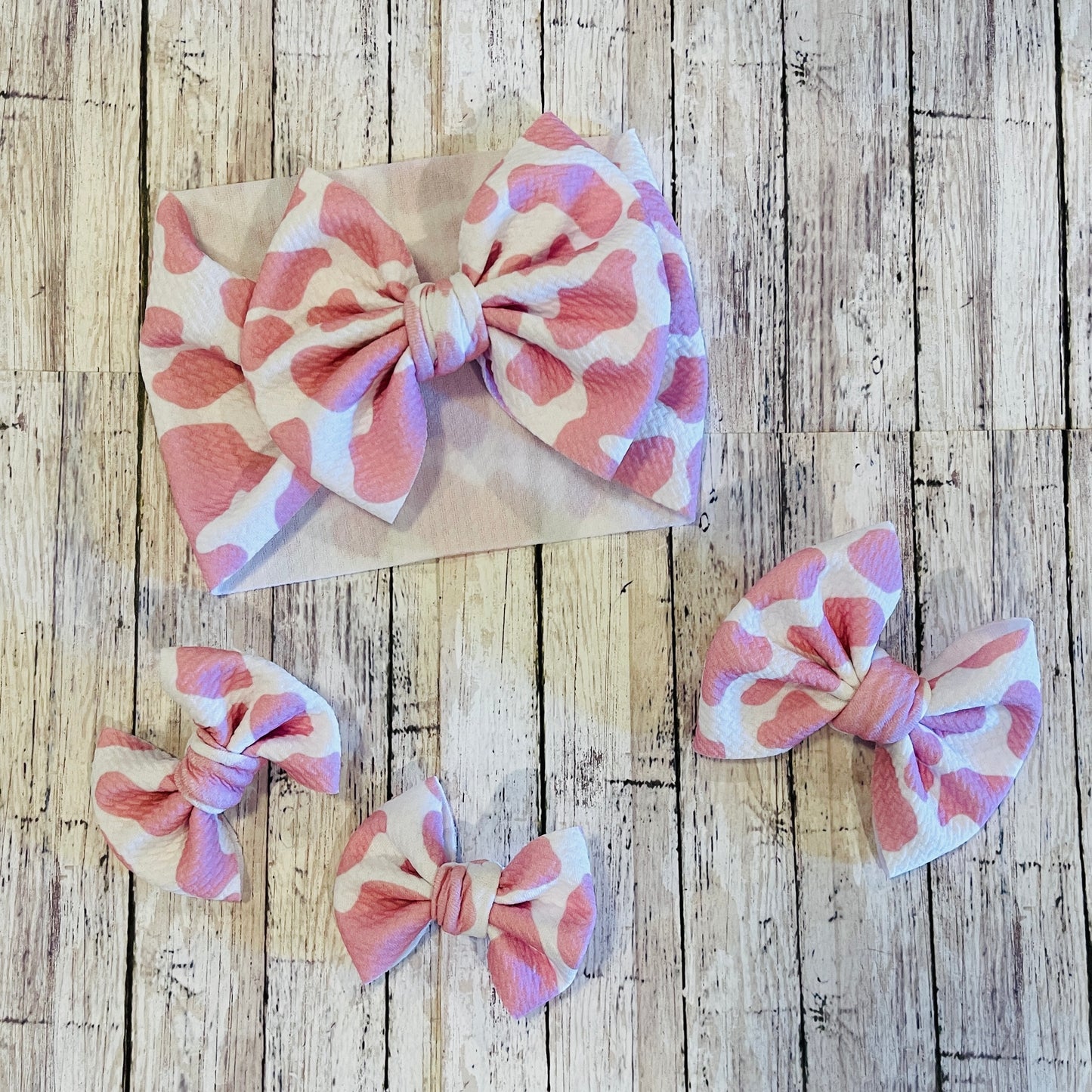 Baby Girl Bows - Pink Cow
