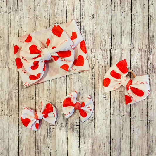 Baby Girl Bows - Love Hearts