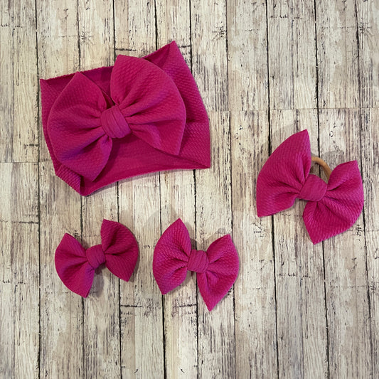 Baby Girl Bows - Neon Magenta