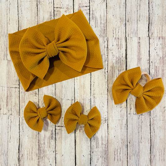 Baby Girl Bows - Mustard