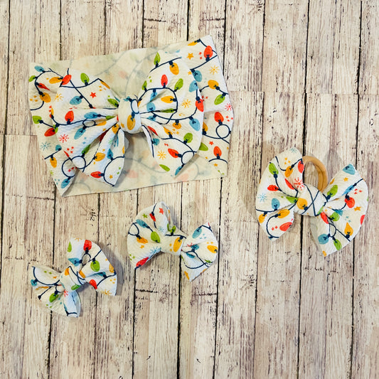 Baby Girl Bows - Holiday Lights