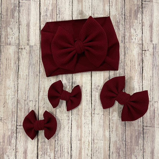 Baby Girl Bows - Maroon