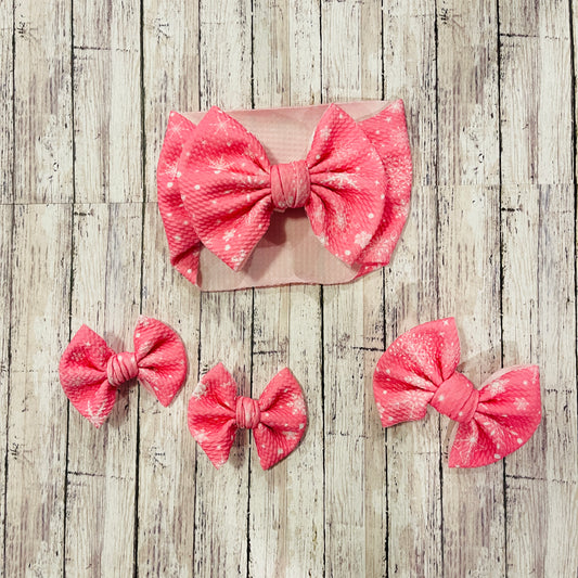 Baby Girl Bows - Pink Snowflake