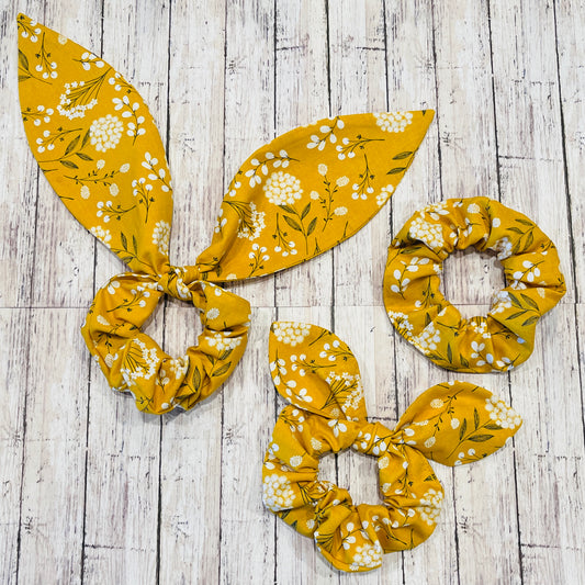 Floral Mustard Scrunchies