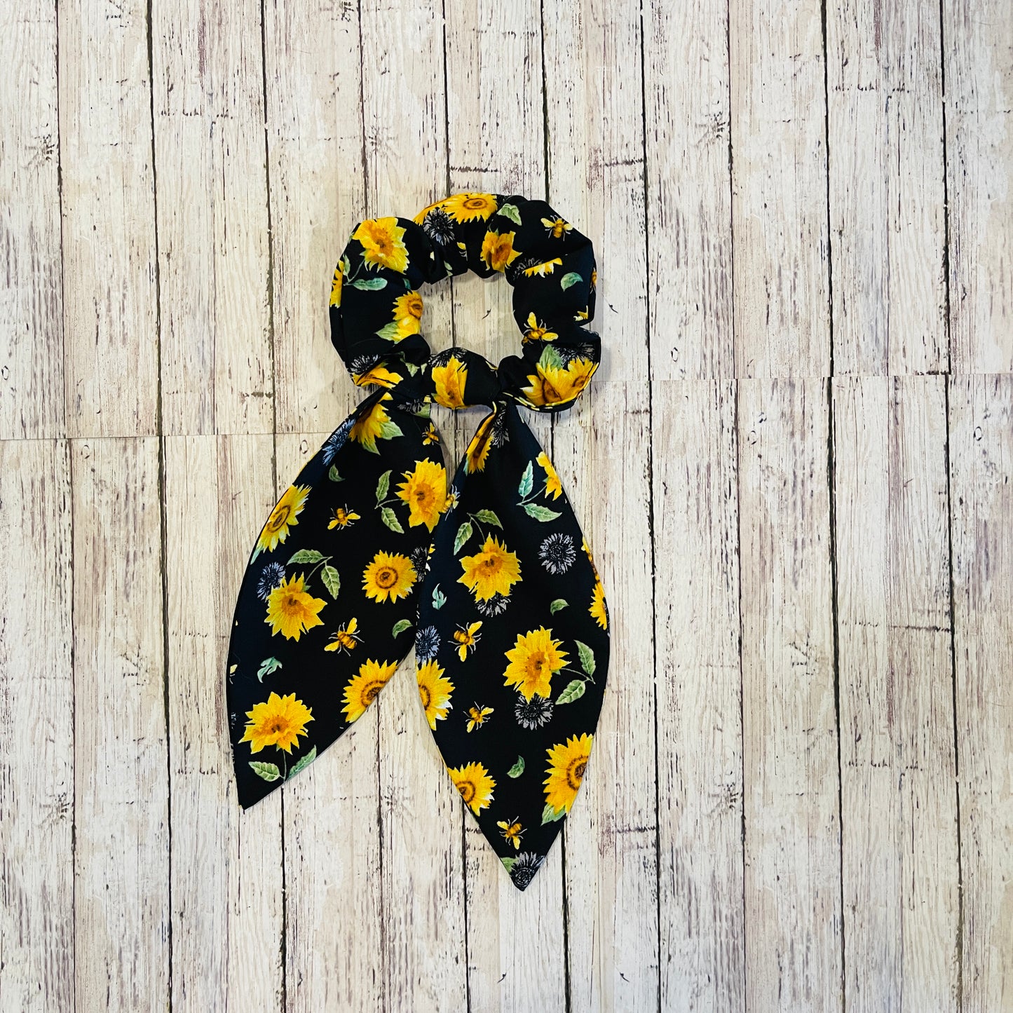 Sunflower & Bees Scrunchies with Tails