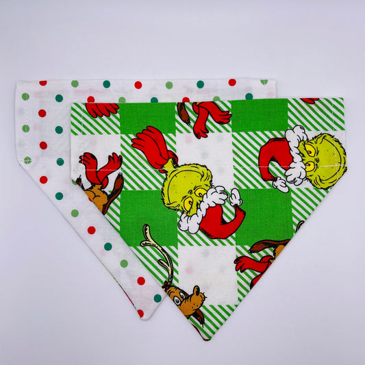 Grinch on Plaid Bandana