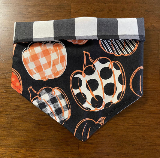 Pumpkin Plaid Tie & Snap Bandana