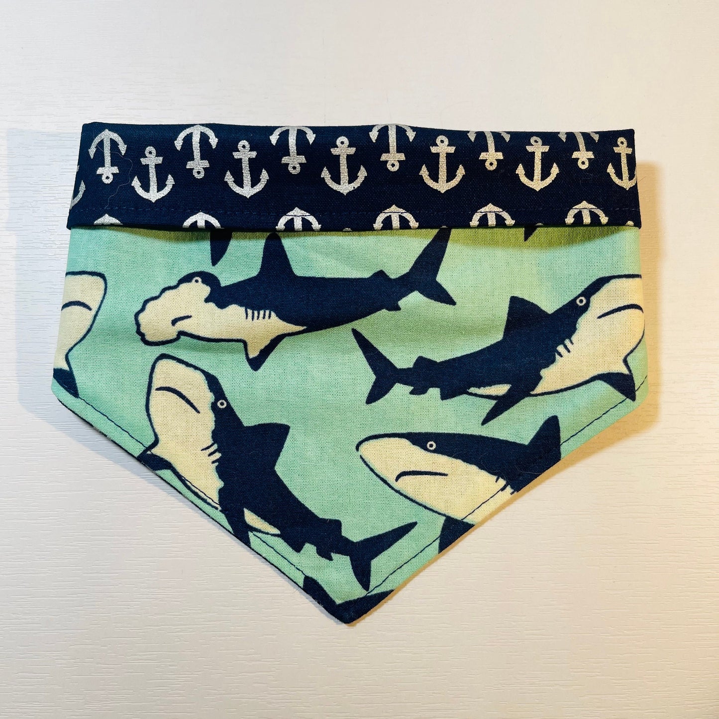 Shark Week Tie Bandana - Handmade Reversible Pet Bandana Made with Snaps