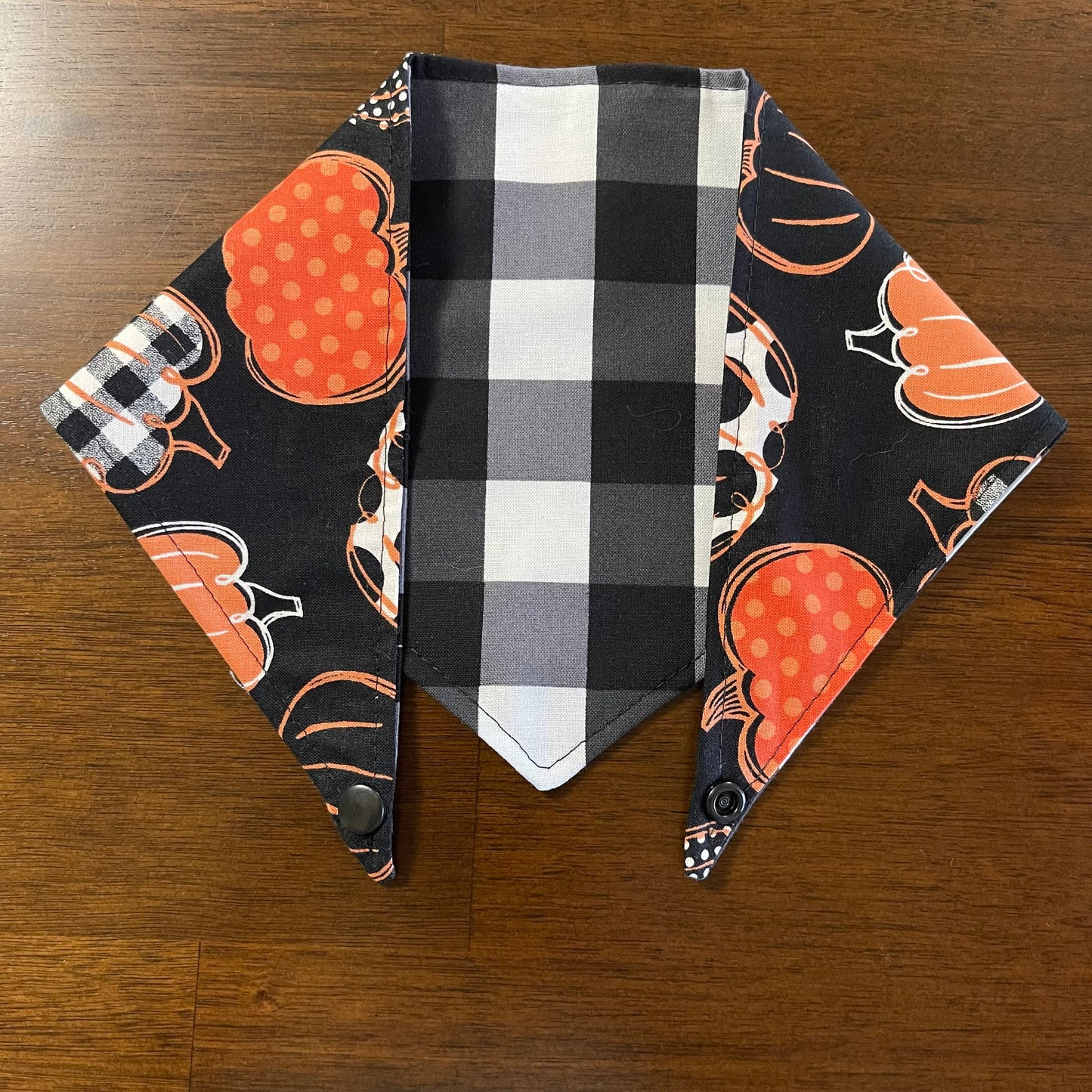 Pumpkin Plaid Tie & Snap Bandana