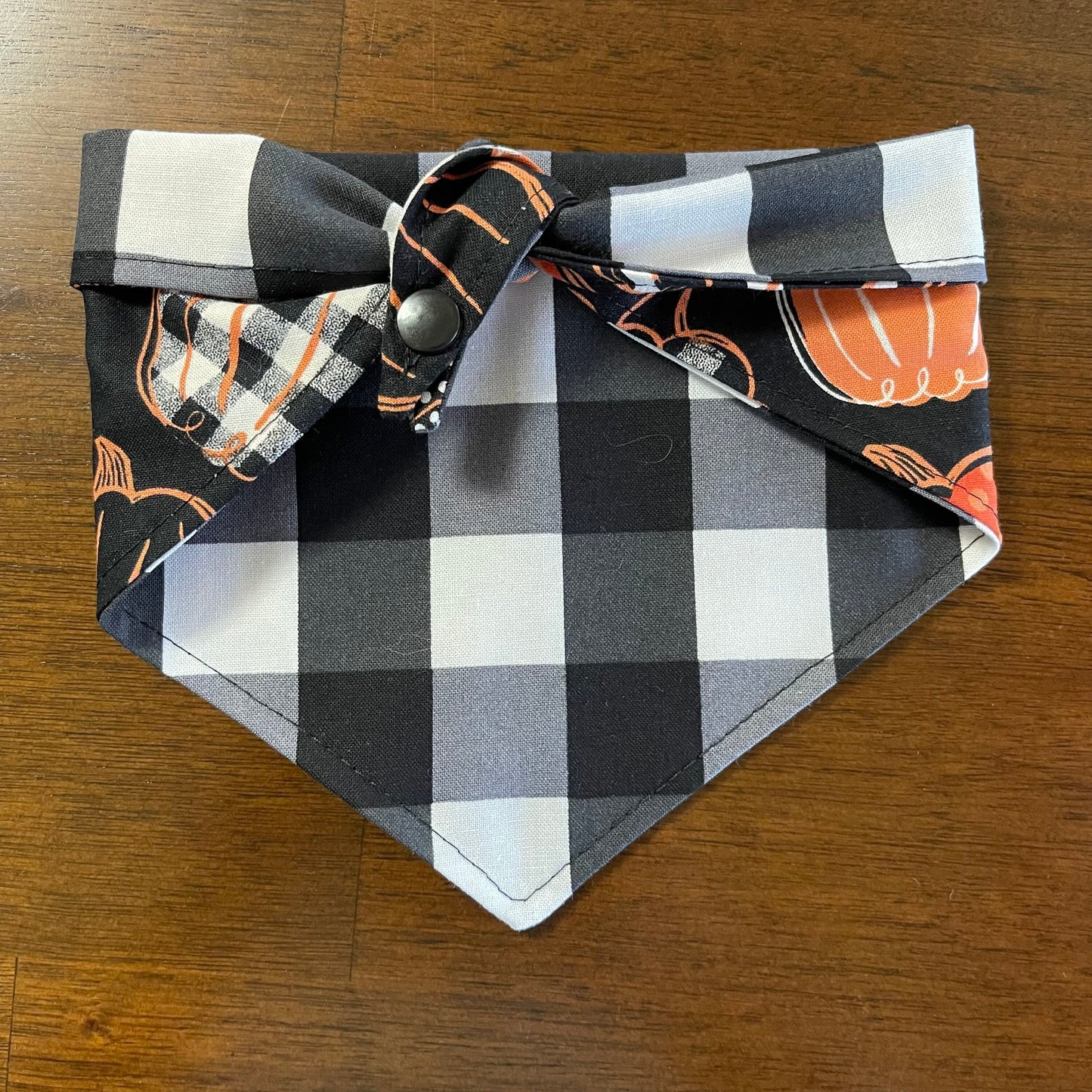 Pumpkin Plaid Tie & Snap Bandana